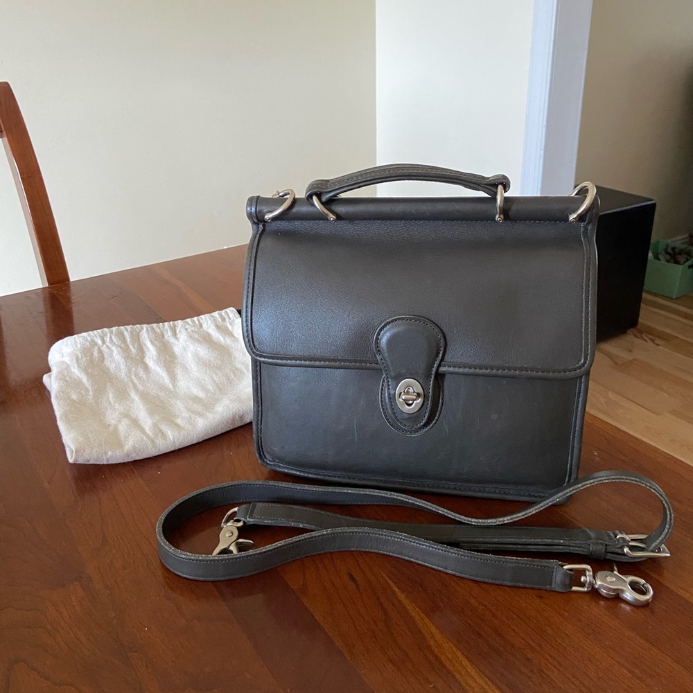 Vintage Coach Willis Crossbody Bag in Gray with nickel hardware